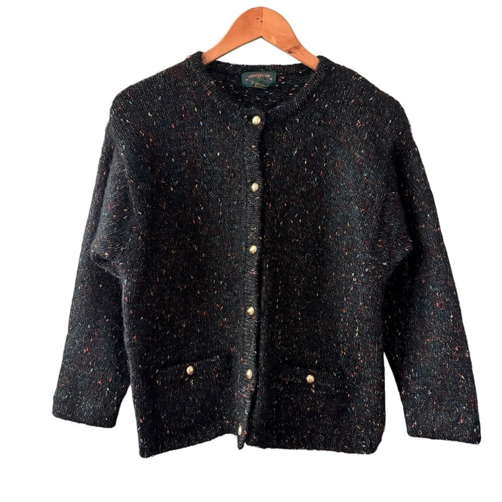 Vintage Charter Club Black Confetti Cardigan